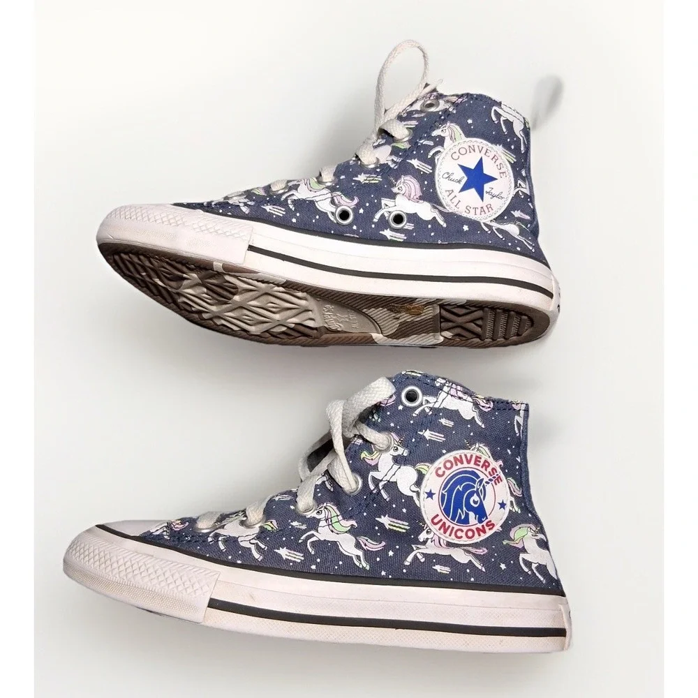 Converse Chuck Taylor All Star Junior 13 Navy Unicorn Print High Top